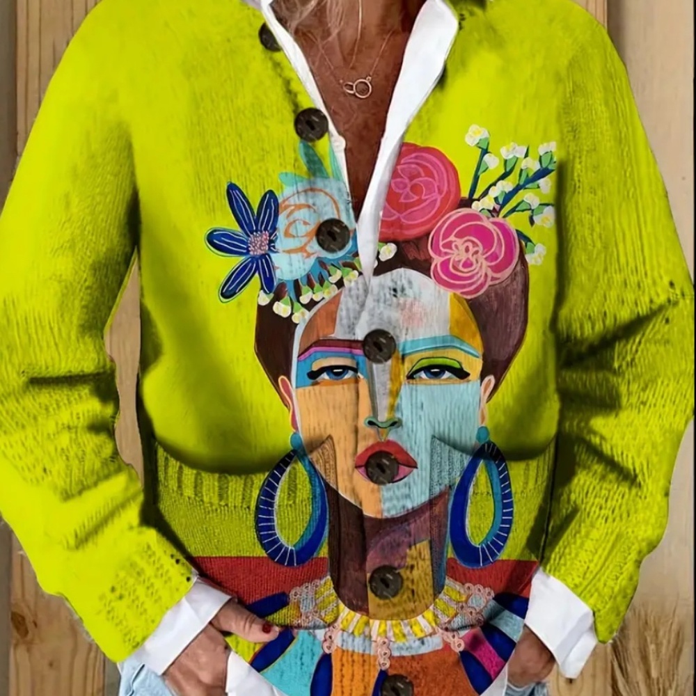 Artistic Women’s Long Sleeve Cardigan | Open Front Knit Sweater with Side Pocket